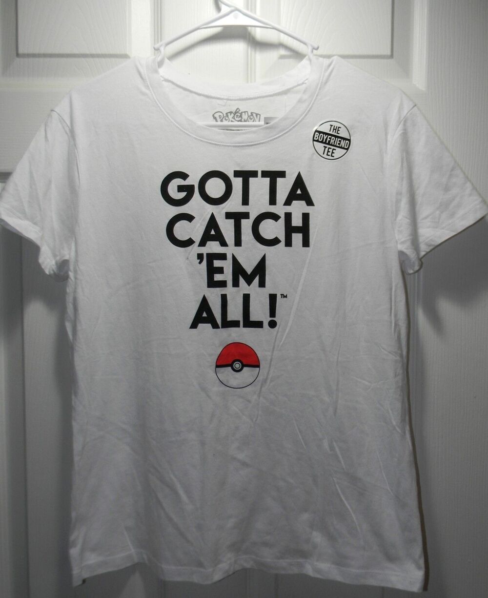 Pokemon Boyfriend Tee Juniors size M (7-9) Gotta Catch 'Em All NWOT